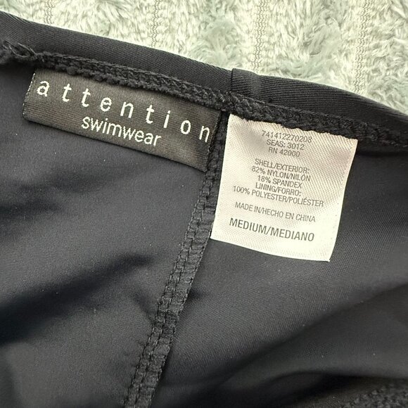 Attention Y2K‎ Swimsuit Womens M Black One Piece Halter Padded Cups Bead Accents - Picture 4 of 12